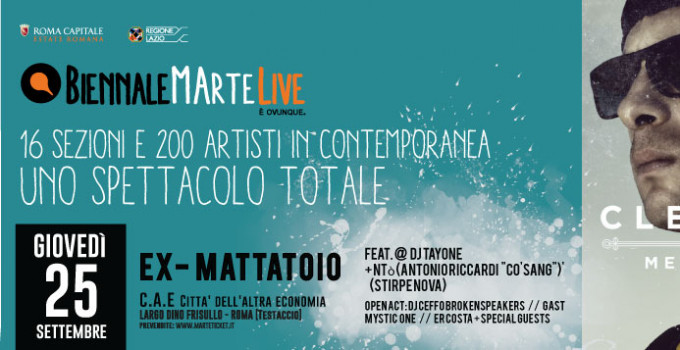 L'ex Mattatoio per uno spettacolo totale: Biennale Marte Live con Clementino e dj Tajone!
