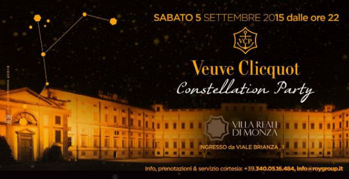 Veuve Clicquot Constellation Party. Sabato 5 settembre, dalle ore 22, alla Villa Reale di Monza