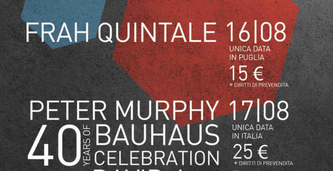 CINZELLA FESTIVAL (dal 16 al 19 agosto, Grottaglie) - Peter Murphy per i 40 anni dei Bauhaus e Frah Quintale i primi nomi