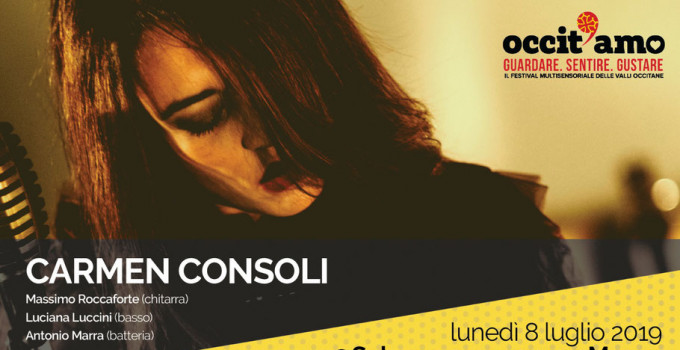 CARMEN CONSOLI APRE IL FESTIVAL OCCIT’AMO: AL VIA LE PREVENDITE PER IL CONCERTO DI LUNEDÌ 8 LUGLIO 2019 A SALUZZO