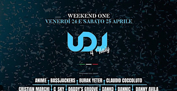 24 e 25/4 UDJ 4 ITALY: Claudio Coccoluto, Cristian Marchi, Franchino, Tommy Vee e molti altri fanno ballare in diretta social a