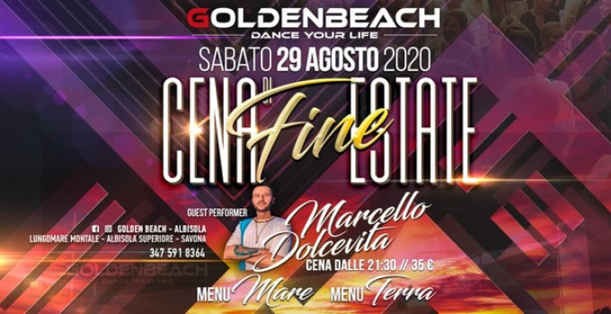 29/8 Cena di fine estate con Marcello Dolcevita & Luca Scremini @ Golden Beach - Abisola Superiore (SV)